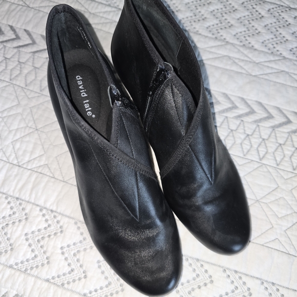 David Tate Aruba Black Leather Ankle Booties Size 11 - Picture 5 of 8